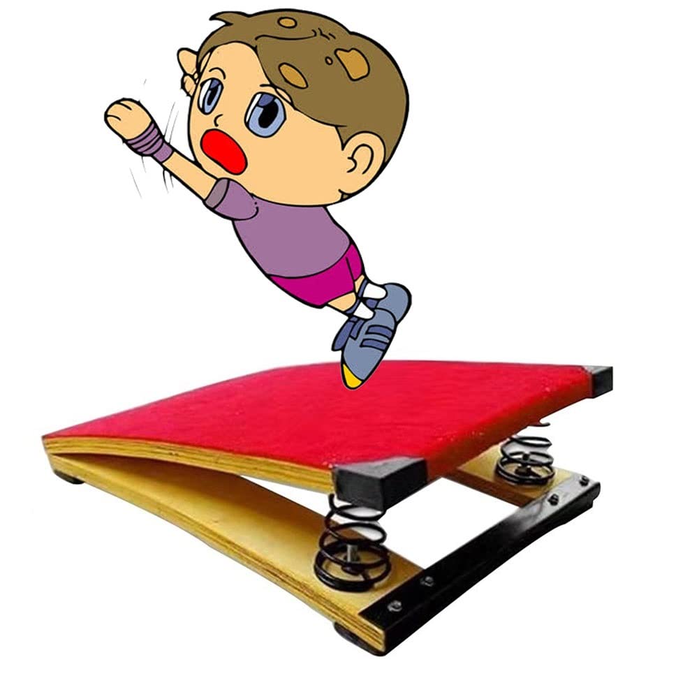 GRRICEPL Hardwood Gymnastics Springboard With 2 Steel Springs, Strong Carrying Capacity, For Kids, Heavy Duty Pro Curved Spring Board,Training Vault Sports Equipment