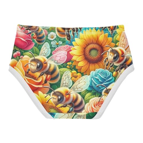 Cute Bees Colorful Flowers Girl Panties Cute Toddler Girls Underwear Cotton Fancy Underpants Briefs 2t2
