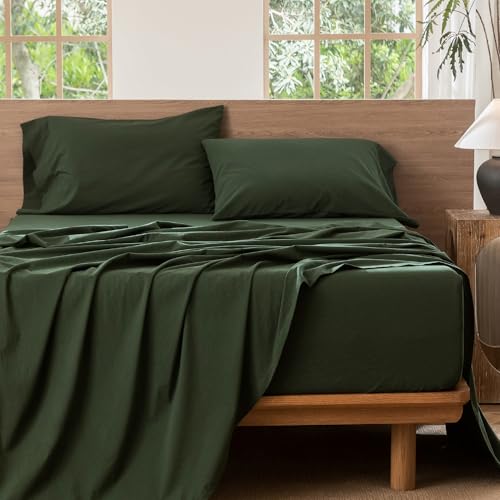 Image of MooMee Sheet Set 100% Washed Cotton Linen-Like Extra Deep Pocket Twin | Relaxed Linen-like Texture. Soft, Breathable & Lightweight Comfort. 15-19 inch Extra Deep Pocket with All-around Elastic