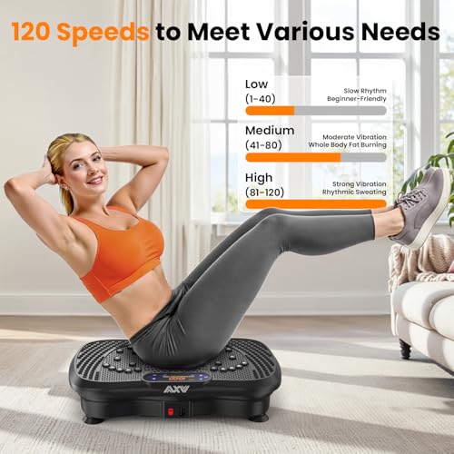 Image of AXV Vibration Plate Fitness Platform Exercise Machine Vibrating Shaking Full Body Shaker Workout Vibrate Stand Shake Board Sport for Weight Loss Fat Burner for Gym Home Office