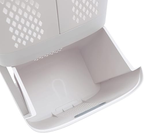 Miniatura 4 de Cesta de plástico para ropa sucia para el hogar, cesta de ropa con diseño dividido, cuerpo de cesta hueco y rueda universal, para