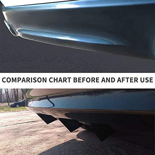 KEEPDSGN 4pcs Rear Bumper Lip Rear Diffuser Defuzer Universal Car Shark Fins Curved Spoiler Lip Wing Splitter - Gloss Black - Thumbnail 4