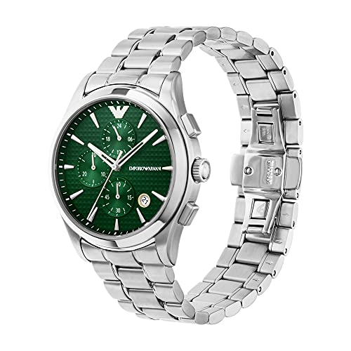 Emporio Armani Stainless Steel Analog Green Dial Men Watch-Ar11529, Silver Band - Image 3
