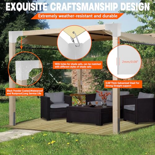 Image of Pergola DIY Bracket Kits,2-Way L Shaped White Corner Brackets for 6 inch x 6 inch(Actual:5.5 inch x 5.5 inch) Lumber for Outdoor Pergola,Proch,Log Cabin W /Hardware - 1Pack