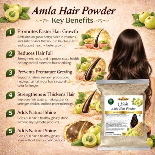 Image of Khadi Utkrisht Herbal Hair Powder with Shikakai, Amla, Reetha, Bhringraj and Hibiscus | 100% Natural Hair Cleanser for Hair Growth, Dandruff Control & Hair Fall Reduction (Chemical-Free) - 200GM (Pack of 5)