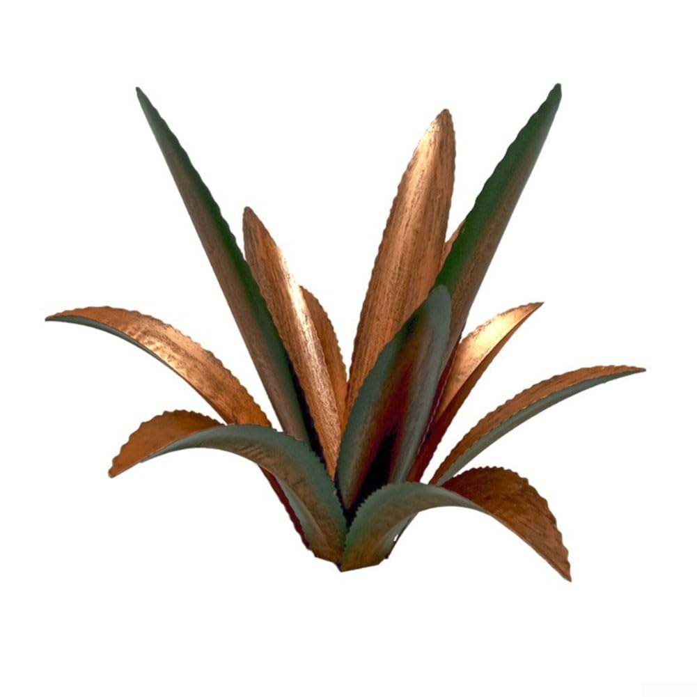 HpLive Sculpture décorative de jardin d'agave en métal pour pelouse et terrasse, résistante aux intempéries (bleu)