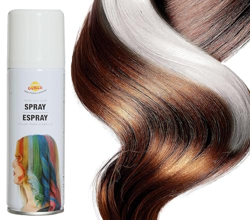 FIESTAS GUIRCA | Pulverizador para o cabelo branco (125 ml) - maquilhagem em spray para Halloween, festas de aniversário, fim de ano e celebrações - pintura de cabelo para adultos e crianças - branco