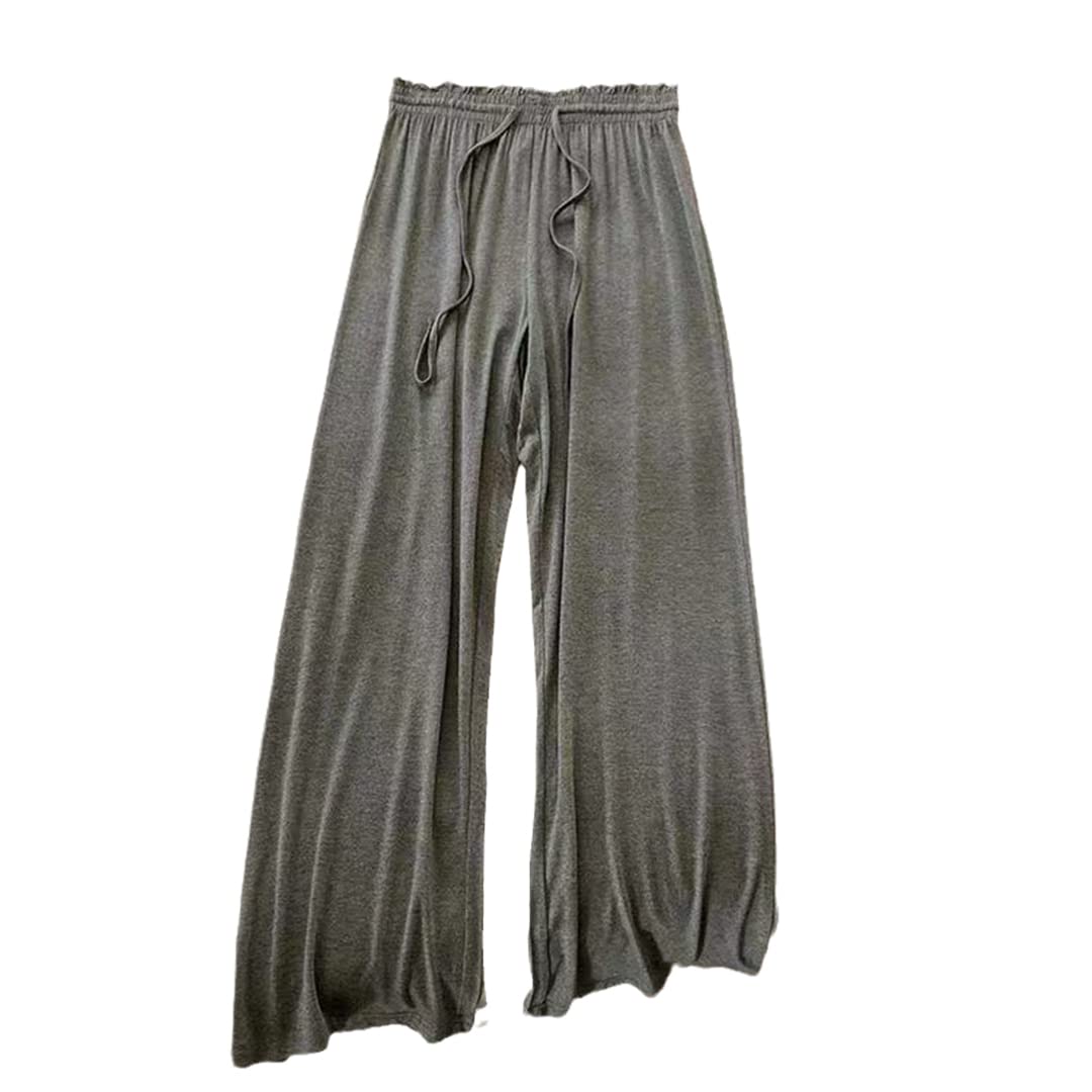 Rfmfkkg Women Solid Color Wide Leg Trousers Elastic Waist Pants Loose Casual Pants Cotton Sports Pants