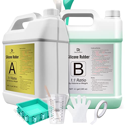 Silicone Mold Making Kit - 2.2 Gallon Liquid Silicone Rubber 15A with Adjustable Mold Housing - Fast Cured Easy 1:1 Mixing Ratio Silicone Casting for Making DIY Silicone Resin Molds, with Instructions