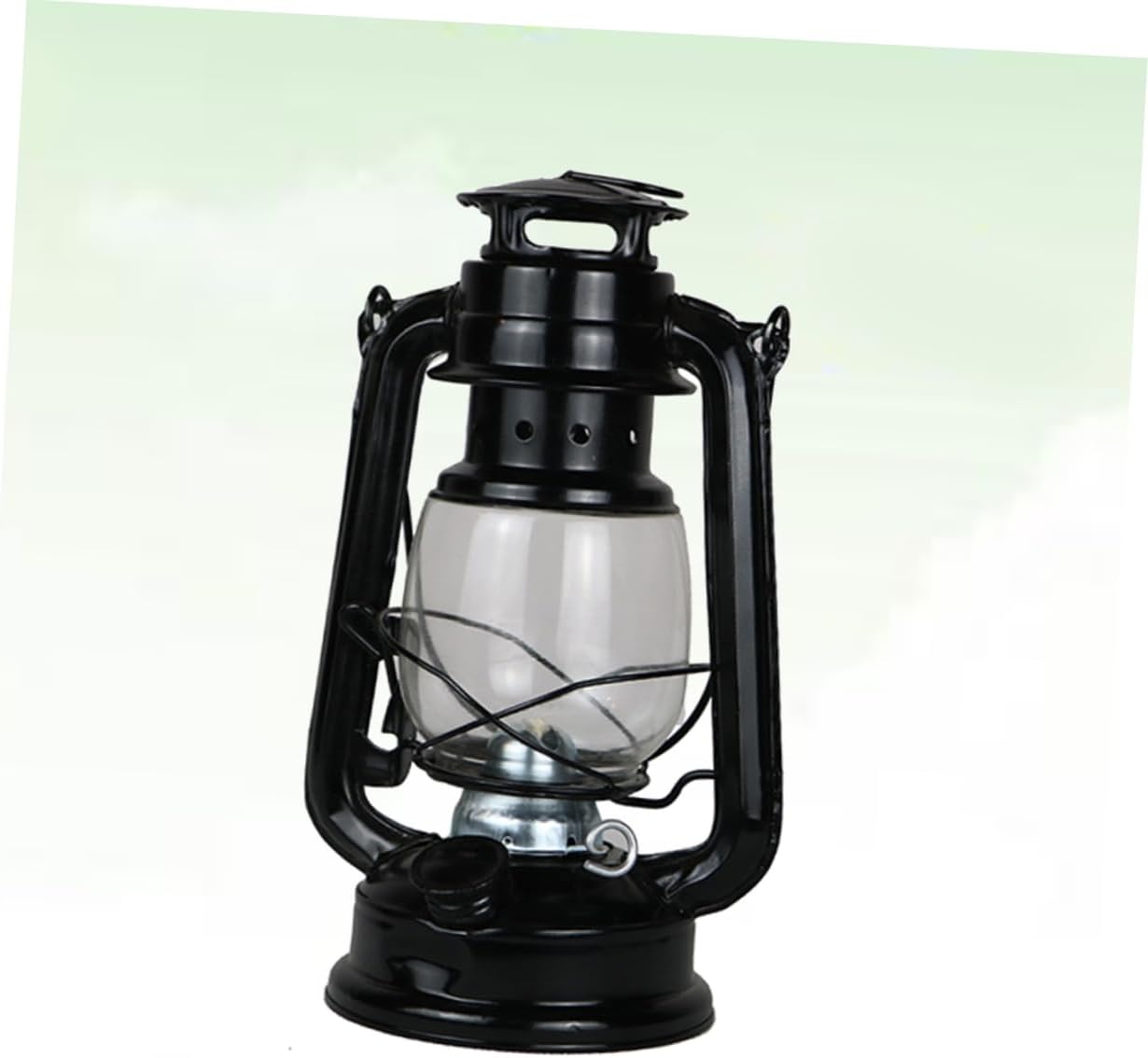 2pcs Vintage Wrought Iron Kerosene Lamp Set Portable Camping Lantern for Outdoor Use Retro Black Design for Festivals and Home