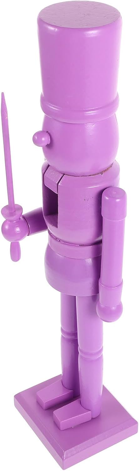 DOITOOL Wooden Christmas Nutcrackers Purple Classic Holiday Decor Multi-use Reusable Nutcracker Puppet Figure for Tabletop Cabinet Display