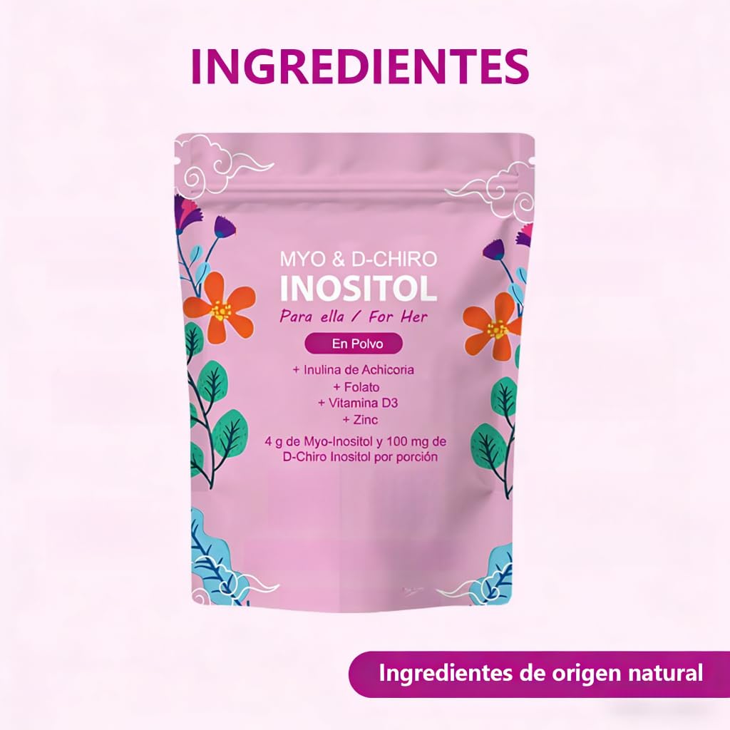 Polvere di inositolo per donne, miscelata con inulina e nutrienti essenziali, supporto quotidiano femminile, senza OGM e senza glutine