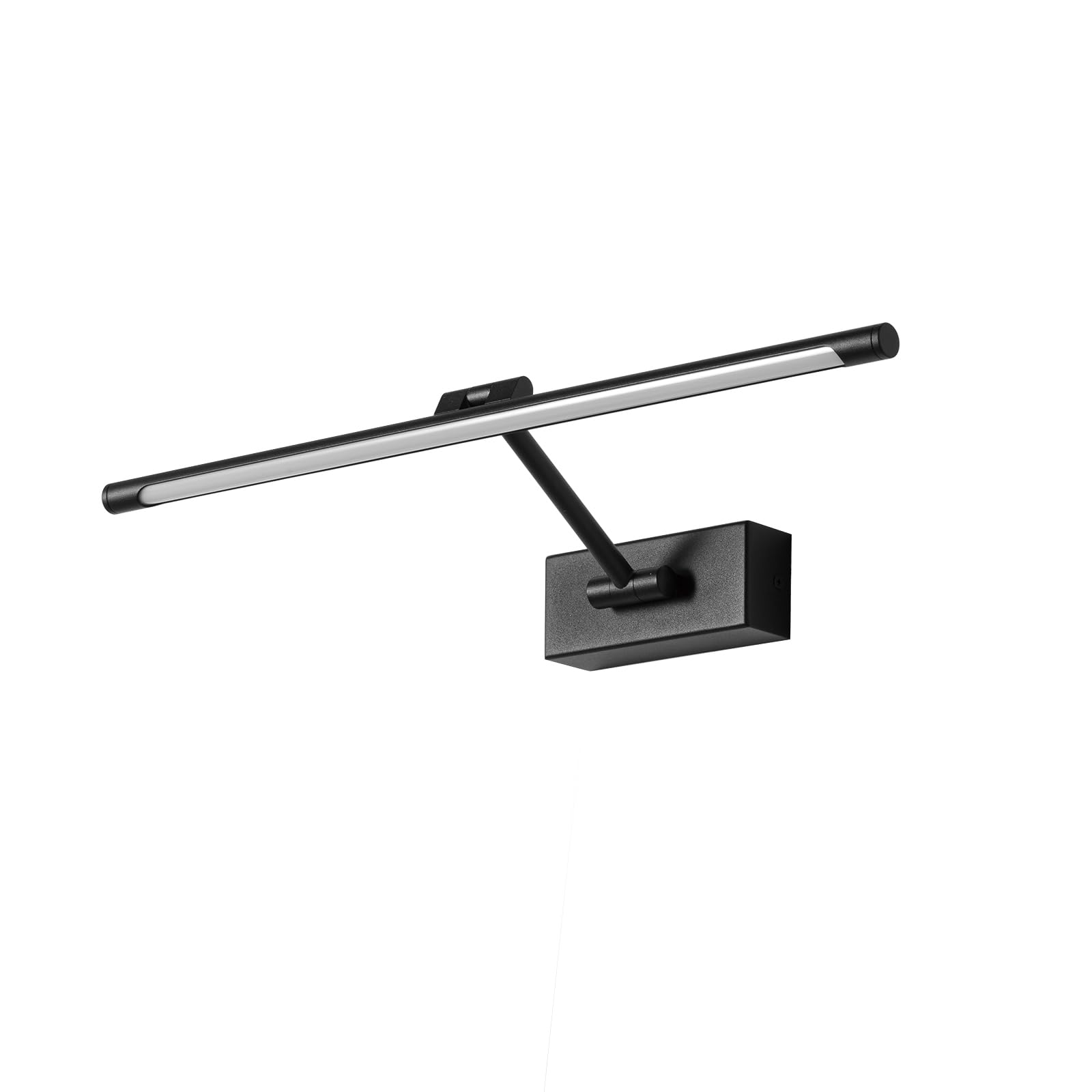 Alpinaluz Aplique LED Negro para Cuadros 48 cm 10W Luz Blanca Cálida 2700K “MIRO” – Brazo Articulado Orientable, Aluminio Mate, Difusor Antideslumbrante, Driver KGP