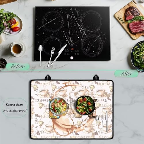 Image of Love Coffee Stove Top Covers for Electric Stove 30x21 Inch Universal Stove Top Pad Heat Resistant Silicone Stove Mat Soft Polyester Oil & Heat Resistant Protector