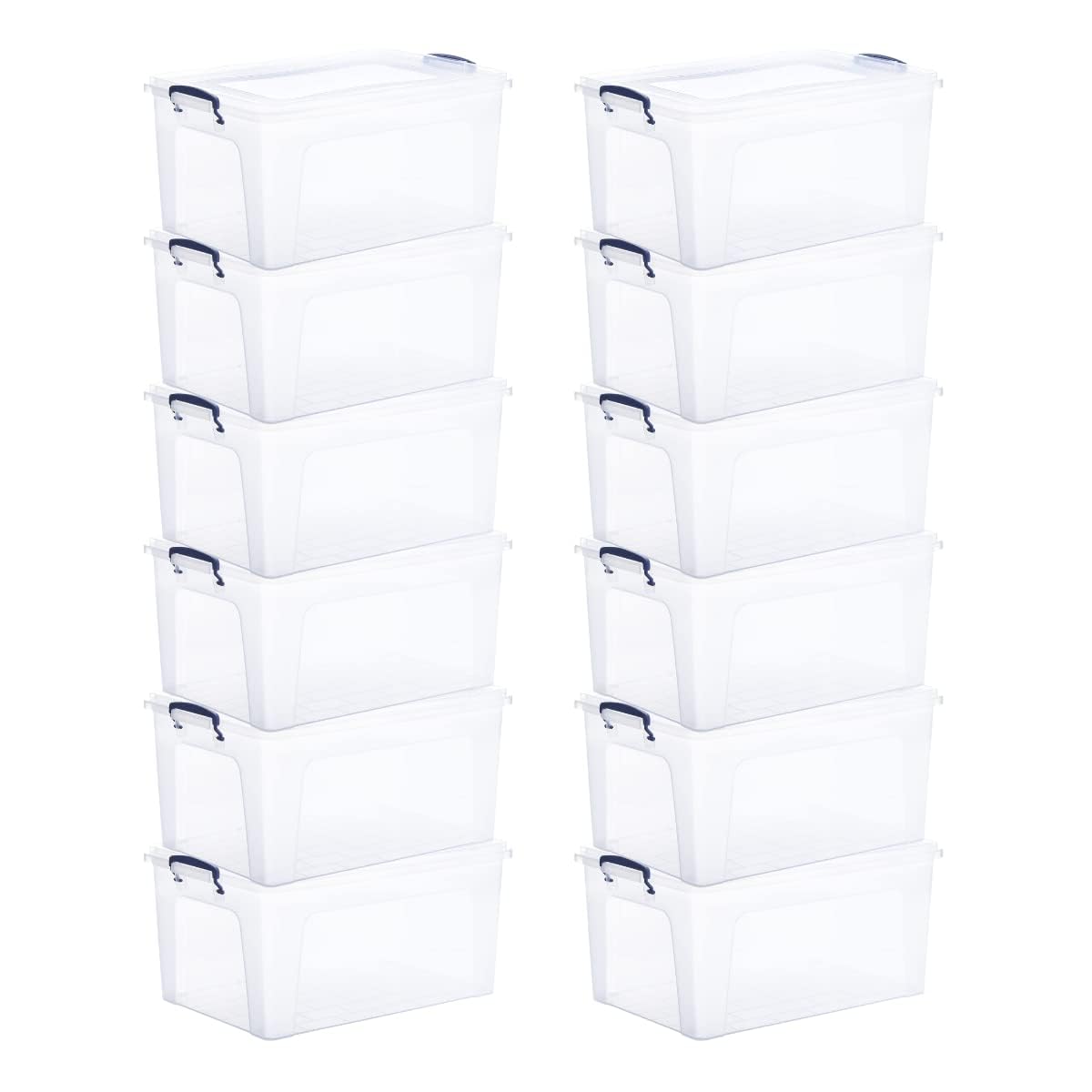 Superio Clear Storage Boxes with Lids Plastic Container Bins for Organizing Stackable Crates Storage Bins BPA Free Non