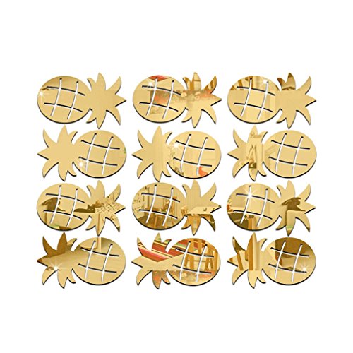 PRENKIN Fruits de pin 3D Miroir Stickers muraux DIY Décoration Murale Miroir en Plastique pour Salle de Bains Chambre Home Decor Cover