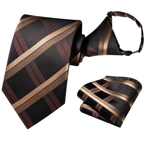 Image of Hi-Tie Boys Tie Pre-Tied Pocket Square Set Adjustable Kids Neckties Age 7-11 Years School UniForm Graduation