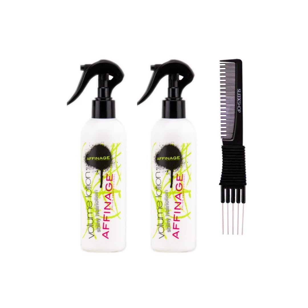 yper Affinage Volume Lotion Shiny Hair Lotion (8.45 oz) with Teasing Comb Pack 2