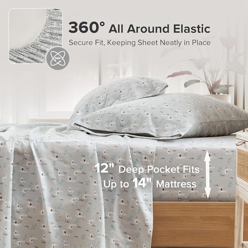 Comfort Spaces 100% Cotton Sheet Set Breathable, Lightweight, Soft with 12" Elastic Pocket Fits up to 14" Mattress, All Season Cozy Bedding, Matching Pillow Case, Twin XL Lama Multi 3 Piece