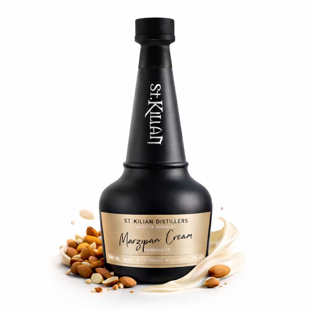 St. Kilian Marzipan Sahnelikör CREAM [Single Malt Basis] 23% Vol, 0,5l - Deutscher Premium Likör - Perfekt zum Dessert - Cremelikör - Geschenk für Genießer - Liköre von St. Kilian - Sahne Likör