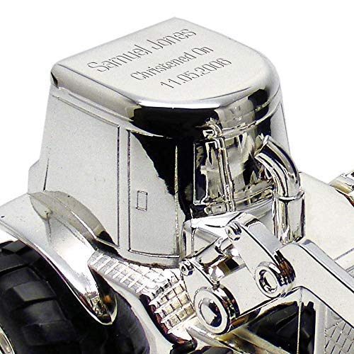 Personalised Silver Plated Digger Tractor Money Box Perfect For