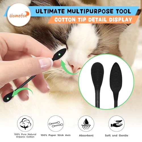 Image of XL Black Thick Cotton Swabs Pointed Precision - 500 Count Extra Large - Pointy Organic Cotton Buds Goth Bathroom Tightly Wrapped Charcoal Tips Paper Stick Cruelty-Free, XL Pointy & Round Black