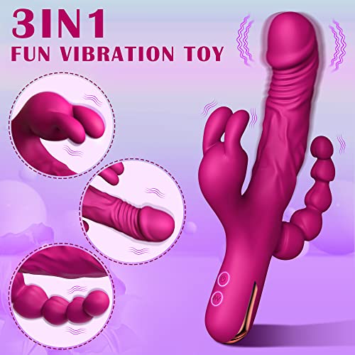 Vibrator For Women 3 In 1 G Spot Rabbit Anal Dildo Vibrators With 10 Vibration Modes, Woman Waterproof Rechargeable Vibrator Adult Sex Toys For Clitoral Stimulation (Purple) #TOP1