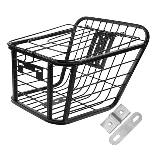 NULYLU 電動自転車用耐久アイアンフロントバスケット 防水防錆設計 大容量収納付き軽量バイクアクセサリー ほとんどの自転車に適合 安定