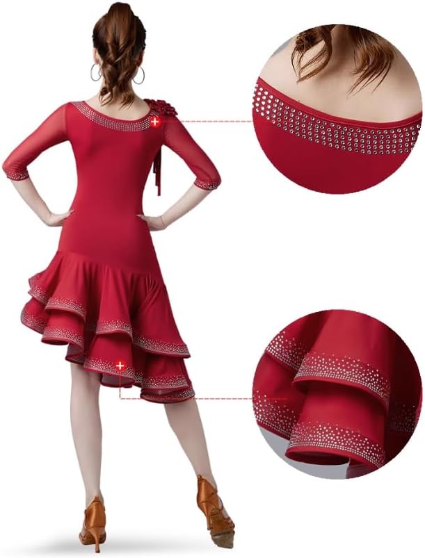 Latin Dancing Outfit for Women Flower Ballroom Dance Performance Dresses Cha Cha Dance Costume Tango Dancing Clothes