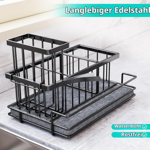 HapiRm Spülbecken Organizer Küchen Schwammhalter - Selbstentleerend – Ansicht 4