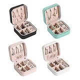 CASEGRACE 4pcs Portable Travel Mini Jewelry Box Leather Jewellery Ring Organizer Case Storage Gift B