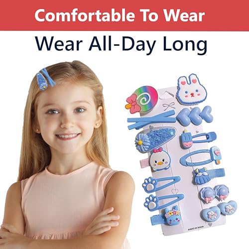 Image of TEMPERIA (1 Pack - 14 Clips) Hair Clips for Girls Kids - Girl Gift Items for Birthday - Cute Hair Clips & Pins Set for Baby & Small Girls - Girl Hair Accessories (Random Colors & Designs) (MN02)