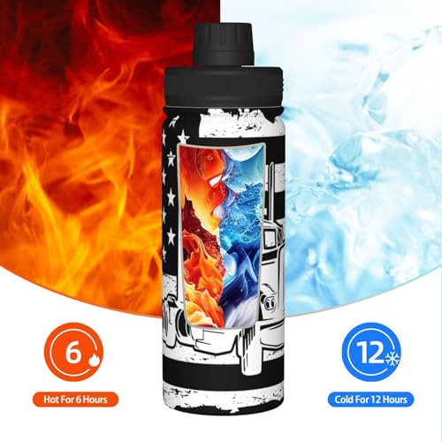 Qauirfe Trucker American Flag Truck Driver Stainless Steel Insulated Water Bottle: 18oz, Leak-Proof, Hot & Cold, Eco-Friendly - Image 6