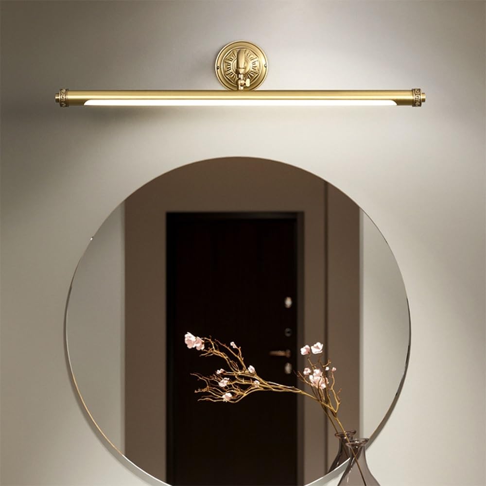 Lámpara De Tocador De Cobre Luces De Espejo De Baño Con Pantalla De Lámpara De PC Luces De Imagen Ajustables Apliques De Pared For Sala De Estar Vestidor Iluminación De Baño Sala De Exposiciones(71cm)