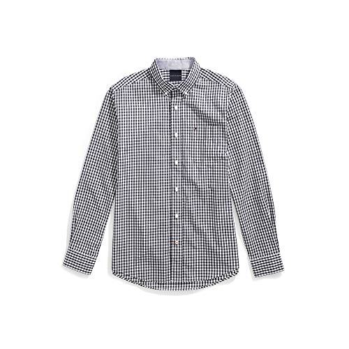Tommy Hilfiger Men's Adaptive Magnetic Long Sleeve Button Down Shirt Custom Fit, Navy, Small