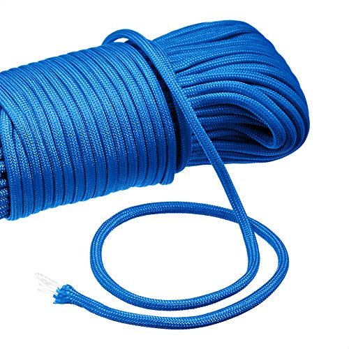 Image of Amazon Basics 550 Type III Paracord, 7-Strand Core, High Strength for Hiking, Camping, Survival Gear, DIY Projects, Bracelets, Lanyards, Outdoor Utility, 5 /32 in x 100 ft (4mm x 30m), Blue