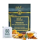 Anti Inflammatory Tea – Black Pepper Turmeric Ginger Cinnamon Tea Bags for Joint Support, Digestion & Immune Wellness, 100% Organic & No Sugar, No Caffeine Natural Anti Inflammatory Herbal Tea 60 Bags