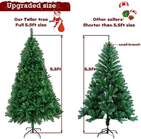 Bonnlo 7ft/210cm Unlit Artificial Christmas Tree Xmas Pine Tree Holiday Decorations with Sturdy Metal Legs, Full 1100 Tips Branch for Indoor and Outdoor