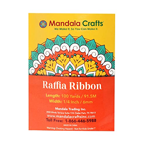 Mandala Crafts White Raffia Ribbon For Gift Wrapping Ribbon - 100 Yds Raffia Natural Ribbon Bulk Packing Ribbon Raffia String - Twisted Paper Ribbon For Crafts Weaving #TOP3