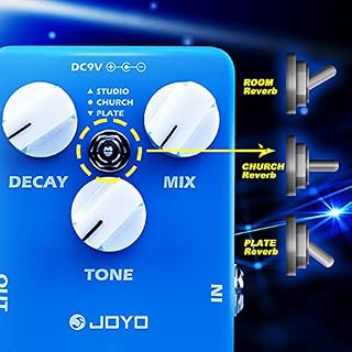 JOYO Pédale d'effet Reverb Pédale de Guitare Numérique avec 3 Effets de Réverbération (Studio, Église, Plateau) pour Guitare Electrique - True Bypass (MOIST JF-20) – Image 4