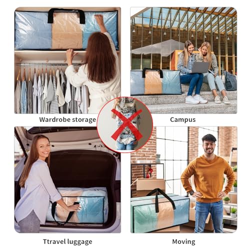 Image of Heavy Duty Clear Moving Bags with Strong Zipper & Comfortable Handles