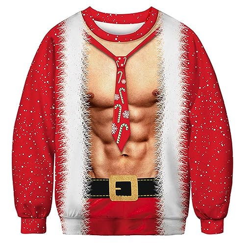 Couples Ugly Christmas Sweater Men 3D Muscle Xmas Sweatshirts Women Novelty Funny Shirt Pullover