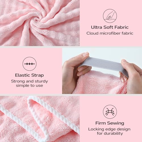 Image of REDKISS 3 Pack Microfiber Hair Towels for Women, Hair Towel Wrap for Long Curly Thick Hair, Quick Dry 280 GSM Hair Drying Towel Wrap with Secure Strap, Soft Anti-Static Microfiber Towels