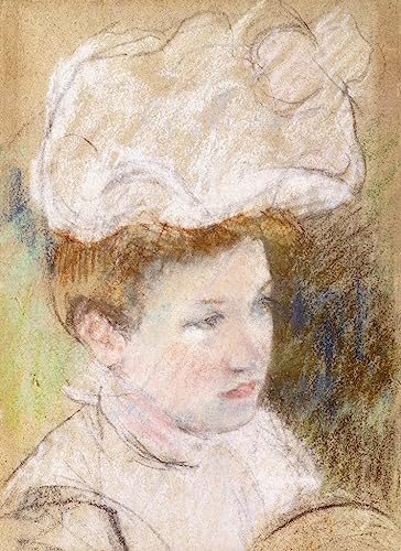 Toile Léontine dans un chapeau rose de Mary Cassatt - Impression murale 60x90cm pour salon