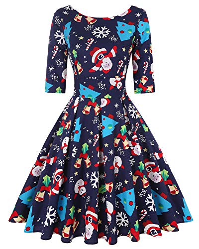 Image of MINTLIMIT Women's 1950s Retro Vintage Cocktail Party 3 /4 Sleeve Swing Dress