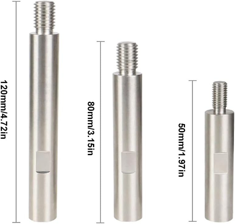 SagaSave M14 Thread Stainless Steel Polisher Extension Shaft 50mm,80mm,120mm, Rotary Polisher Accessories for All M14 Thread Polishers