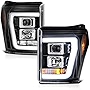 [For 2011-2016 Ford F-250 F-350 Superduty Pickup Truck] OLED Neon Tube Black Projector Headlight Headlamp Assembly, Driver & Passenger Side