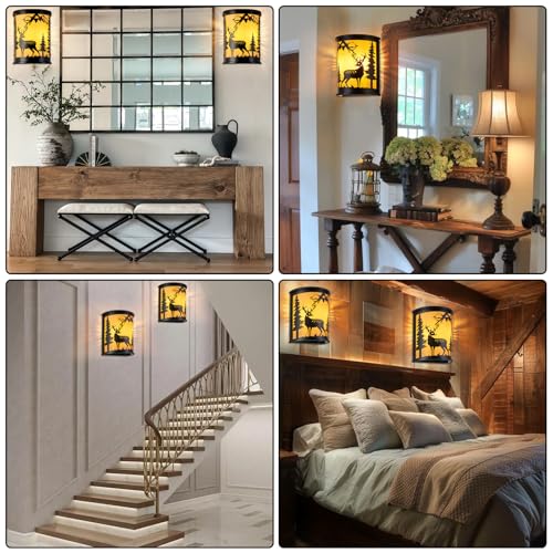 Monyohame RUSTIC DEER WALL SCONCES Rustic Deer Wall Sconce,Farmhouse Indoor Wall Light Fixtures,E12 Base Modern Industrial Wall Lamp Lighting Fixture thumb #6