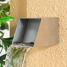 PONDO 4" Square Outdoor Water Fountain Spout - Stainless Steel 316 Spillway Scupper with Contemporary Design for Pools, Ponds, Water Walls, and Fountains Brushed Stainless Steel
