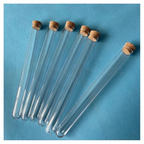 Tubes et flacons en plastique transparent 15x150mm de laboratoire avec bouchons liège naturel